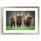 Extra large abstract art print of a textured European scenery in silver frame, suitable for living room decor.