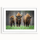 Textured abstract art print of a European scenery in muted earth tones, framed with a white mat, ideal for bedroom decor.