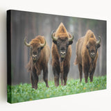 Side view of a stretched canvas depicting a European cityscape in muted earth tones, ideal for kitchen wall art.