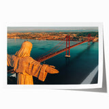 Rolled print of Lisbon scenery with soft pastel shades on canvas, suitable as art wall for dining room.