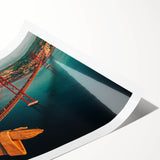 Extra large wall art featuring line art flowers over a Lisbon scenery in soft pastel shades.