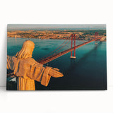 Black and white stretched canvas of Lisbon scenery, ideal for kitchen wall art.