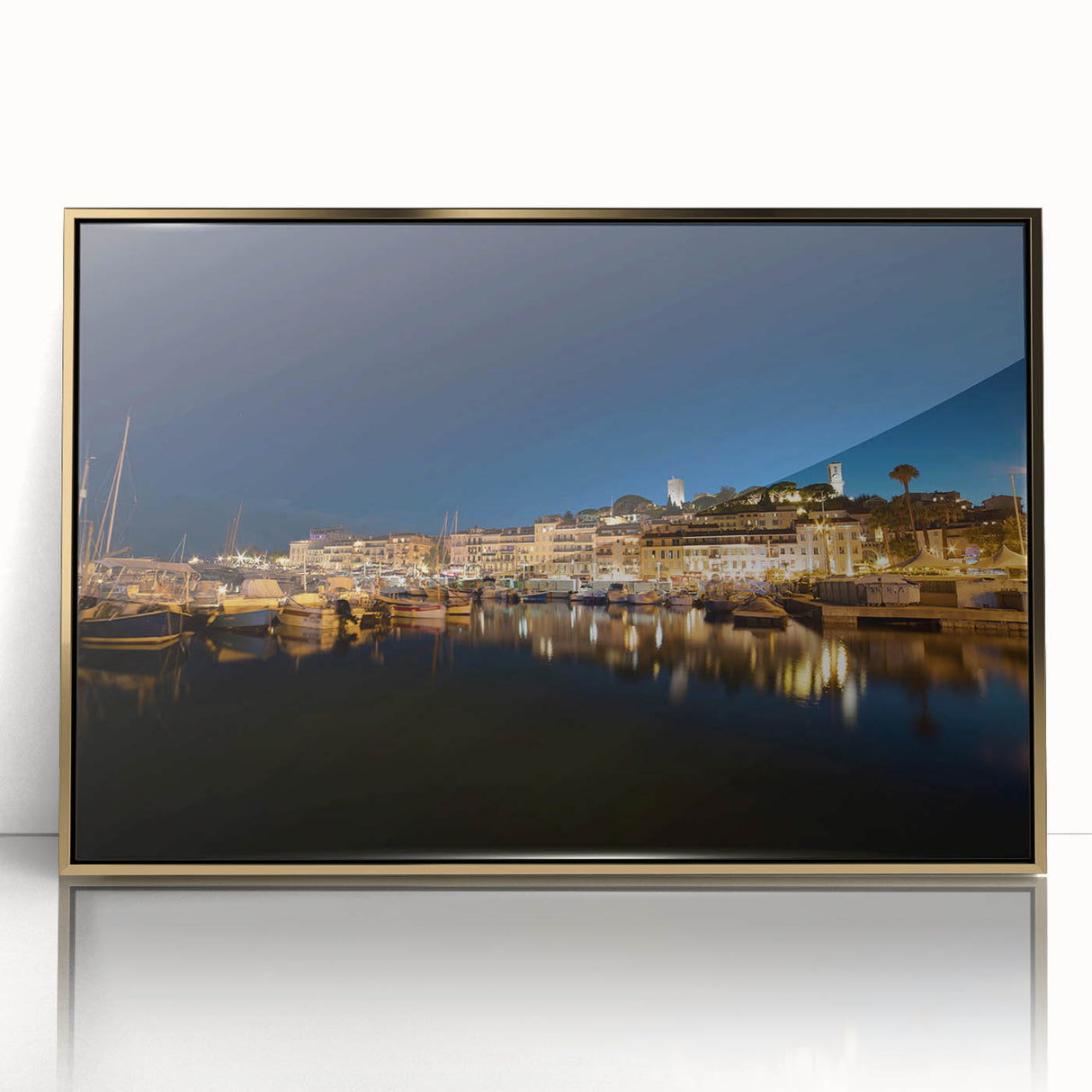 Art deco poster of Porto, Portugal, in acrylic with gold frame, featuring muted earth tones, ideal for modern art wall decor.