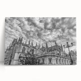 Black and white photo of Andalucia on stretched canvas, ideal for kitchen wall art.