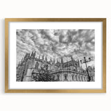 Extra large abstract art print of Andalusian landscape in textured gold frame, suited for living room decor.