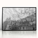 Large abstract wall art depicting a vibrant Andalucian landscape in mid-century modernist style, framed in black acrylic.