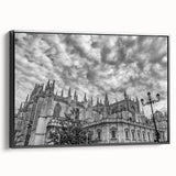 Black and white framed canvas depicting a vintage-style Andalusian landscape, ideal for bedroom wall art.