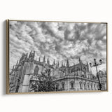 Framed canvas of a vintage-style Andalucian landscape in muted earth tones, ideal for bedroom wall art.