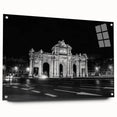 Acrylic print of a Madrid cityscape in muted earth tones, suitable for dining room decor.