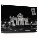 Acrylic print of a Madrid cityscape in muted earth tones, suitable for dining room decor.