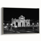 Landscape art painting of Madrid with vibrant colors on a framed canvas, ideal for living room decor.