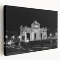 Scenic Madrid cityscape on stretched canvas featuring warm earth tones, ideal for kitchen wall art.