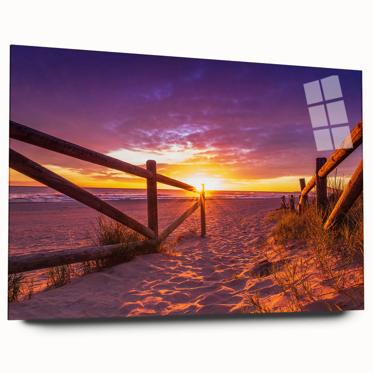 Large acrylic print of abstract Valencia scenery in muted earth tones, ideal for bedroom or dining room art.
