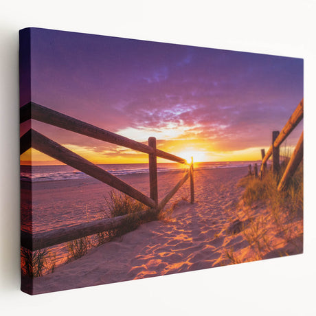 Large art of Valencia scenery in soft orange and blue tones on stretched canvas, ideal for kitchen wall decor.