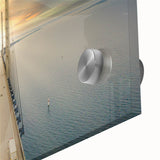 Large abstract wall art depicting a European scenery in mid-century modernist style on acrylic glass.