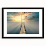 Extra large framed abstract print depicting vibrant, colorful European scenery on textured art canvas.