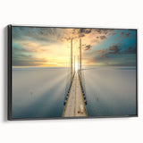 Black and white framed canvas featuring a vintage-style Swedish landscape, ideal for bedroom wall art.