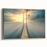 Framed canvas featuring a vintage-style landscape painting of a serene Swedish scenery in black and gold tones.