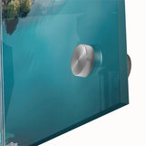 Large abstract wall art of a European landscape in muted earth tones on acrylic glass, ideal for dining room ambiance.