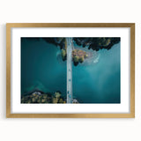 Extra large abstract art print of a European landscape in textured gold tones, framed, ideal for living room decor.