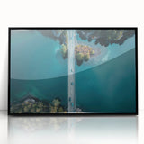 Large abstract wall art depicting a serene Swiss landscape in muted earth tones on a framed acrylic.