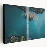 Landscape painting of a Swiss village with muted earth tones on stretched canvas, suitable for kitchen wall art.