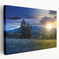 Large canvas print of a serene Ukrainian landscape in muted green and blue tones, ideal for kitchen wall art.