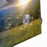 Large abstract wall art featuring a mid-century modernist design in vibrant colors on acrylic glass.