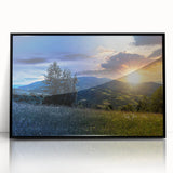 Large abstract wall art featuring a dynamic blend of geometric shapes in muted earth tones, displayed in a black frame.