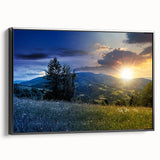 Black and white framed canvas depicting a vintage European landscape, ideal for bedroom wall art.