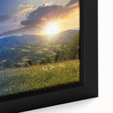 Black framed canvas featuring a textured, colorful abstract design, ideal for extra large wall art in a living room.