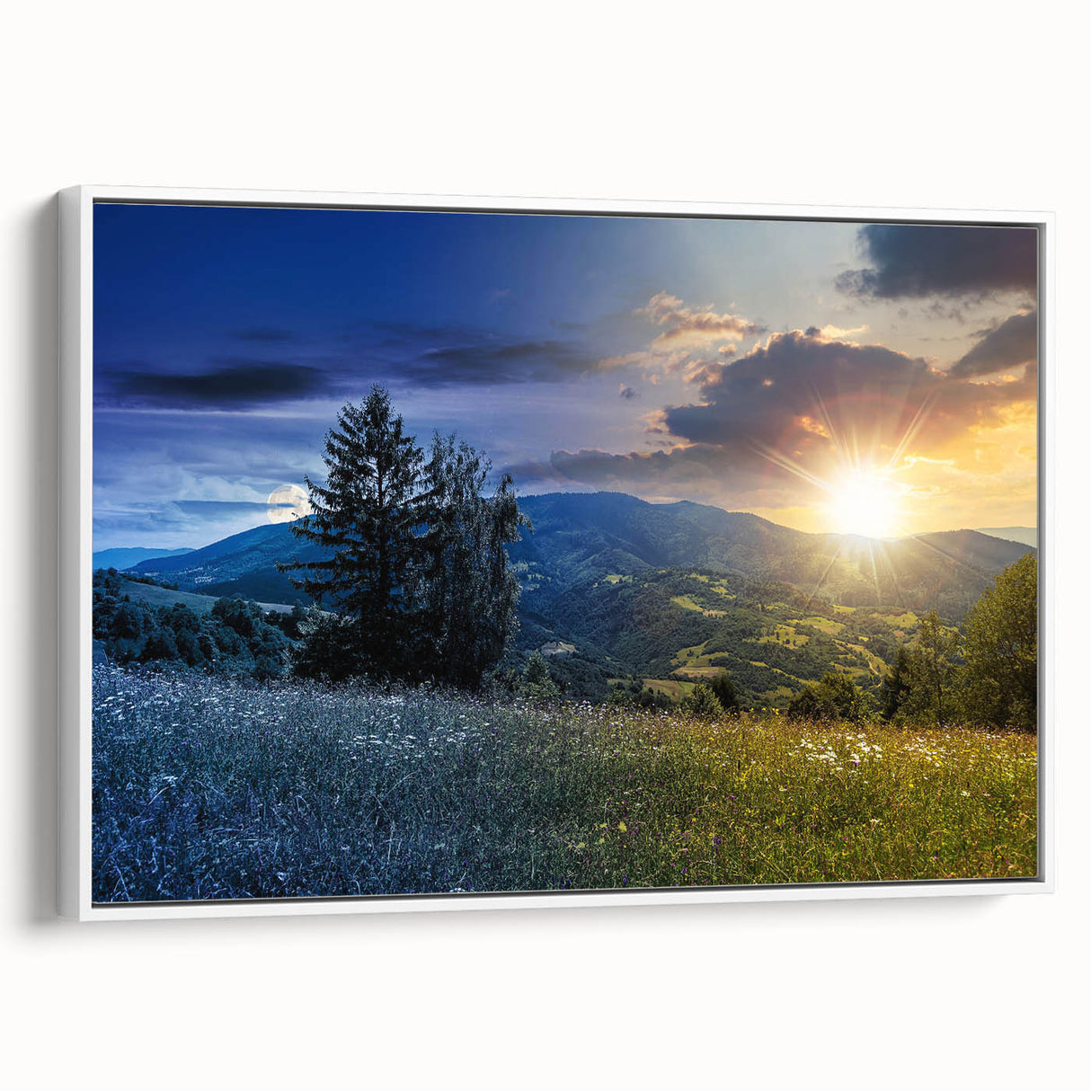 Vintage poster art of a European scenery in Ukraine on framed canvas, featuring colorful art with a white border.