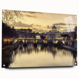 Acrylic print of the Vatican scenery with muted earth tones, suitable for dining room decor.