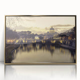 Large acrylic print of the Vatican in muted gold and ivory tones, in a mid-century modernist style.
