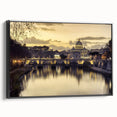 Black and white framed canvas of the Vatican landscape, ideal for bedroom wall art with a vintage poster style.