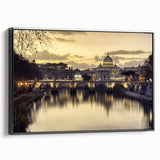 Black and white framed canvas of the Vatican landscape, ideal for bedroom wall art with a vintage poster style.
