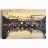 Black and white large art print of the Vatican on stretched canvas, ideal for kitchen wall art.