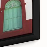 Framed canvas depicting a textured scene of Baja California with black outlines and colorful, vibrant details.