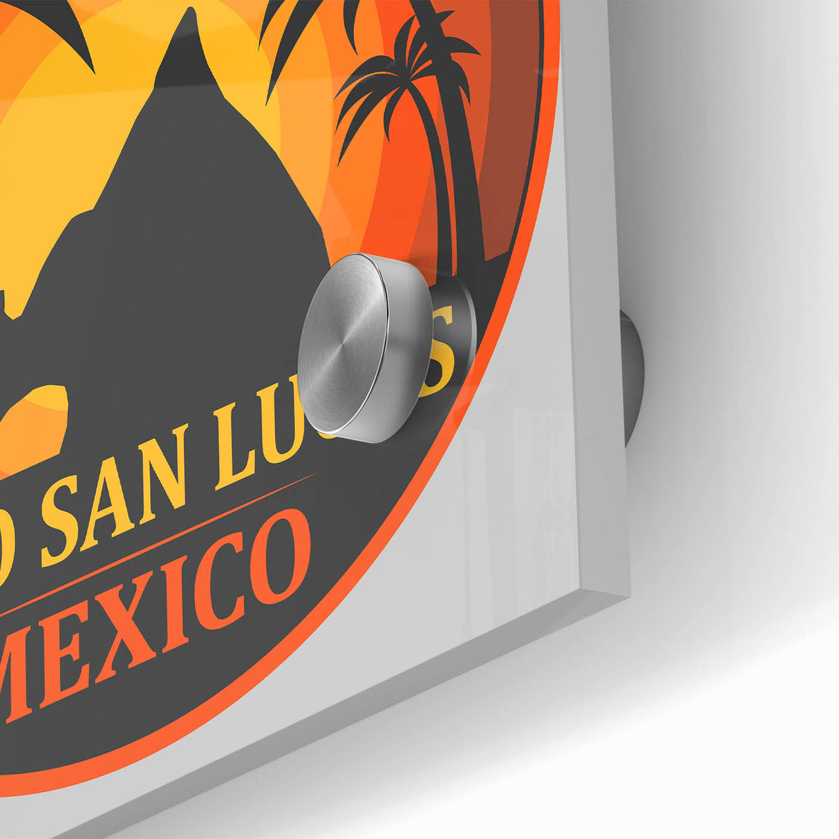 Large abstract wall art depicting the Cabo San Lucas scenery in muted earth tones on acrylic glass.