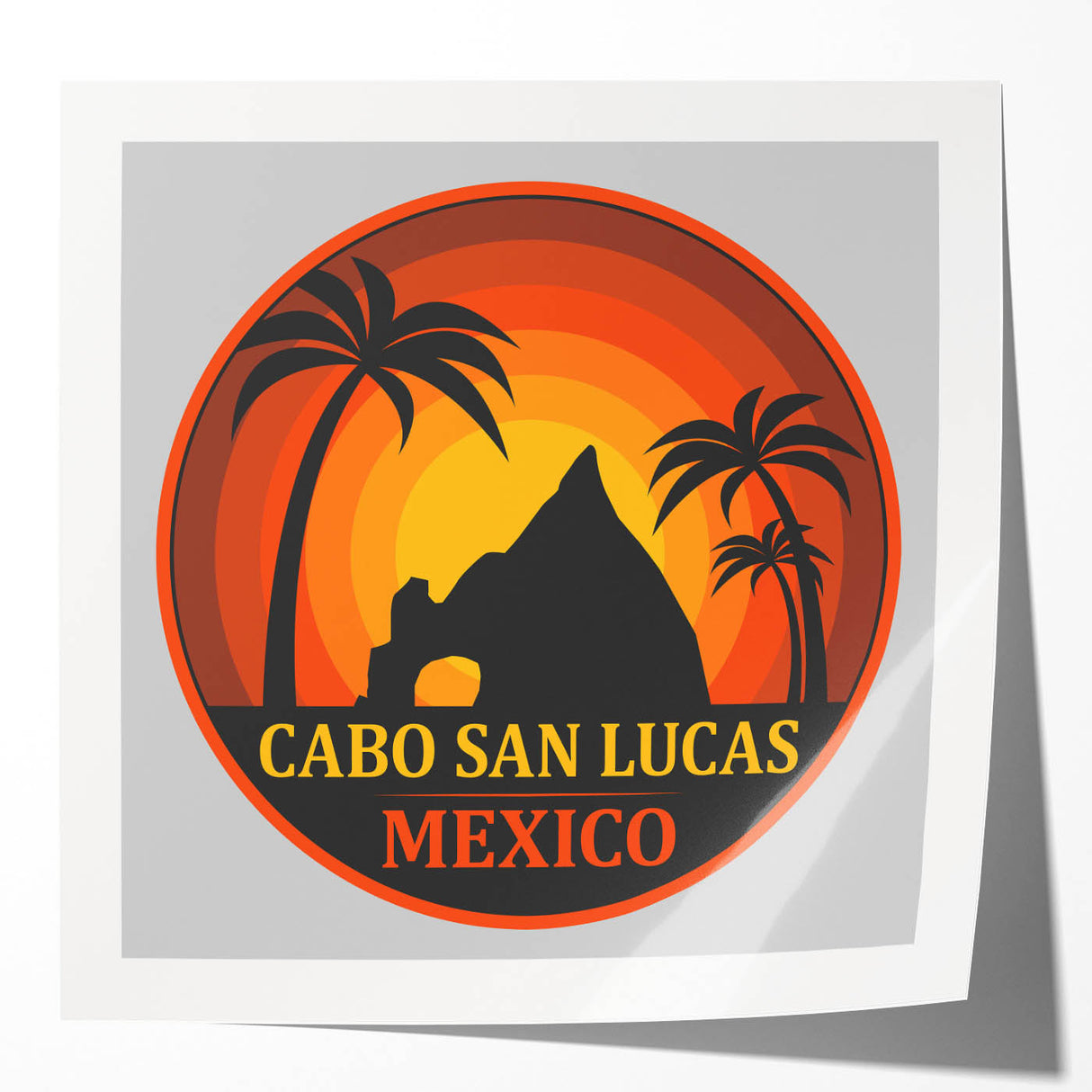 Extra large rolled print depicting Cabo San Lucas scenery in vibrant colors, ideal for art wall dining room.