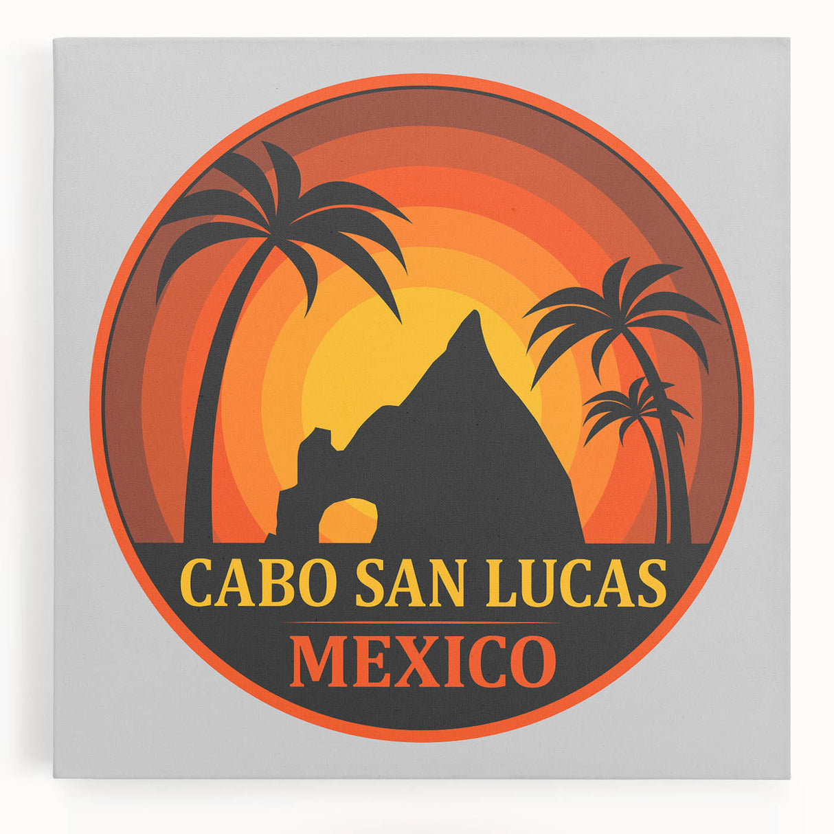 Black and white photograph of Cabo San Lucas scenery on large stretched canvas, suitable for kitchen art.