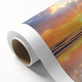 Art Deco style poster of Cancun scenery on rolled canvas, featuring pastel shades, ideal for nursery wall art.