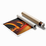 Extra large rolled print of Mexico City scenery with vibrant floral elements, ideal for classy bathroom wall art.