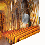 Large abstract wall art featuring a mid-century modernist Oaxaca scene in muted earth tones on acrylic glass.