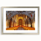 Textured abstract art print depicting a vibrant Oaxacan landscape on a framed silver mat, suitable for bedroom decor.