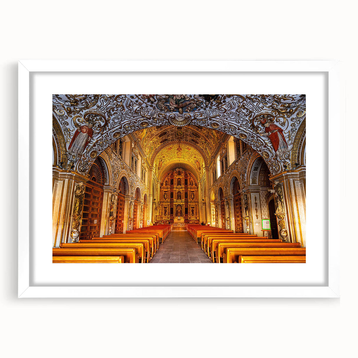 Abstract art print of Oaxaca scenery in muted earth tones on a white-framed mat, suitable for bedroom or dining room decor.