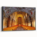 Black and white framed canvas of Oaxaca landscape, in a vintage poster style, ideal for bedroom decor.