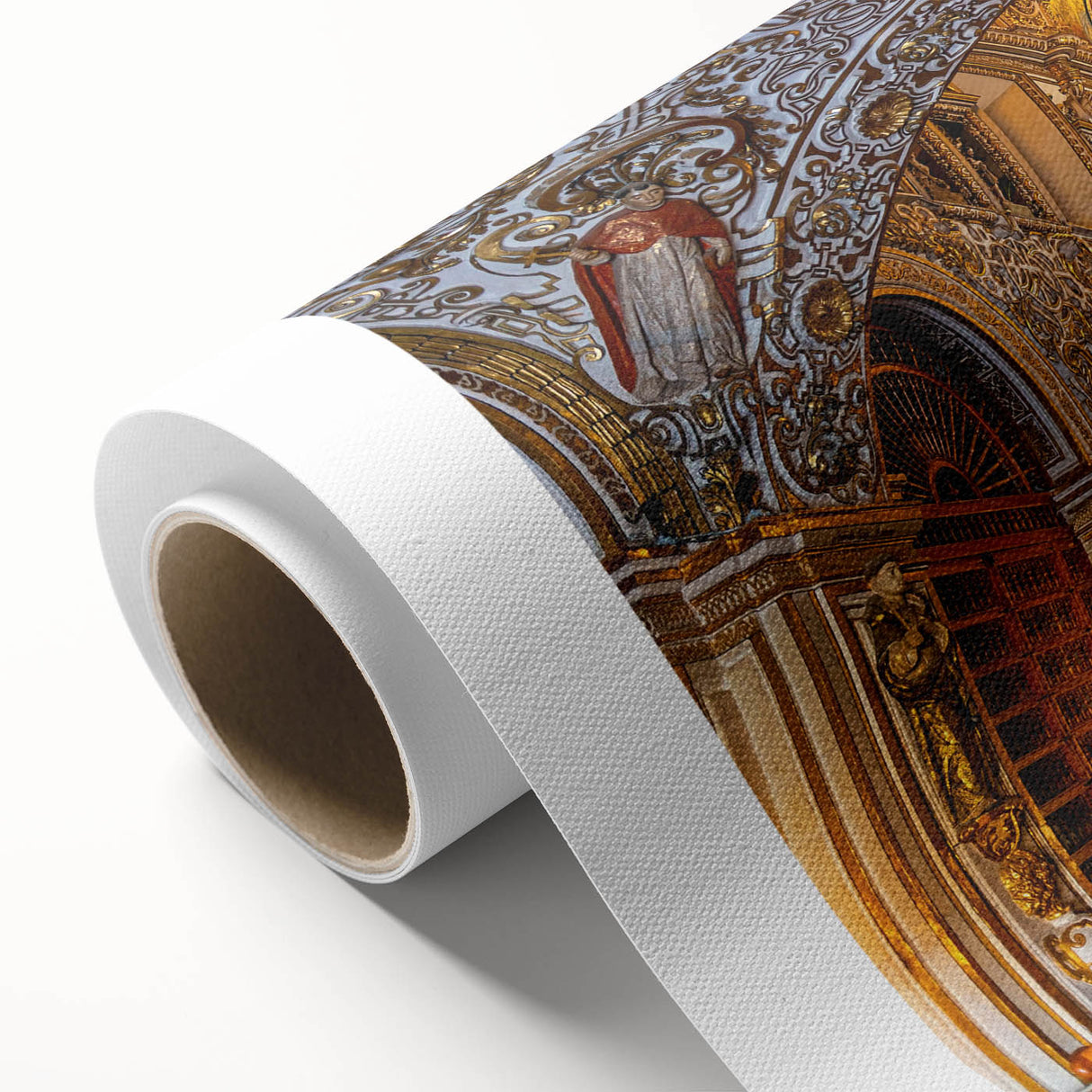 Art Deco style poster of Oaxaca scenery on rolled canvas, featuring muted earth tones.