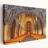 Large stretched canvas depicting a scenic Oaxaca landscape, featuring rich green and earth tones, ideal for kitchen wall art.