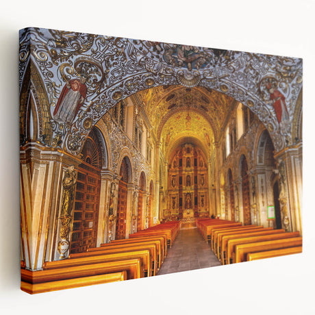 Large stretched canvas depicting a scenic Oaxaca landscape, featuring rich green and earth tones, ideal for kitchen wall art.